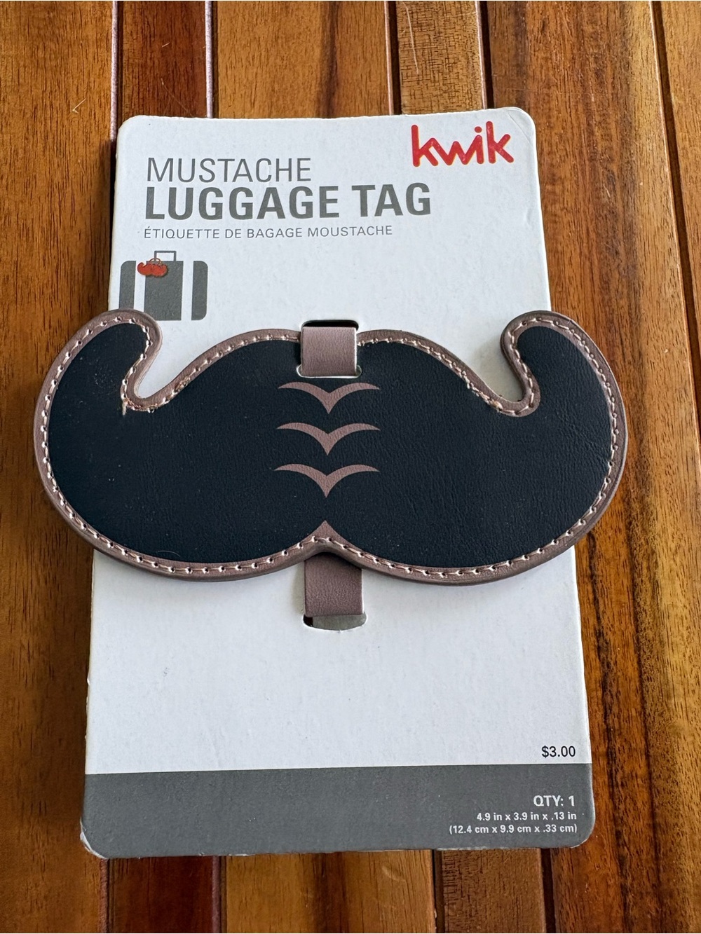 Kwik Black Mustache Luggage Tag New